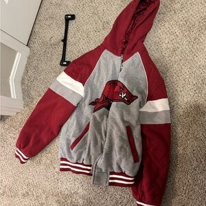 Gray and Red Bomber Jacket